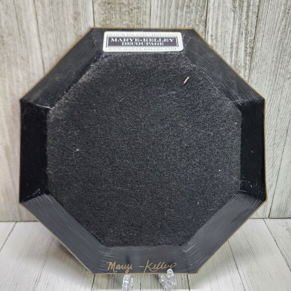 Marye Kelley Decoupage Octagon Collector Plate Block Island - Houston Signed - Picture 3 of 6